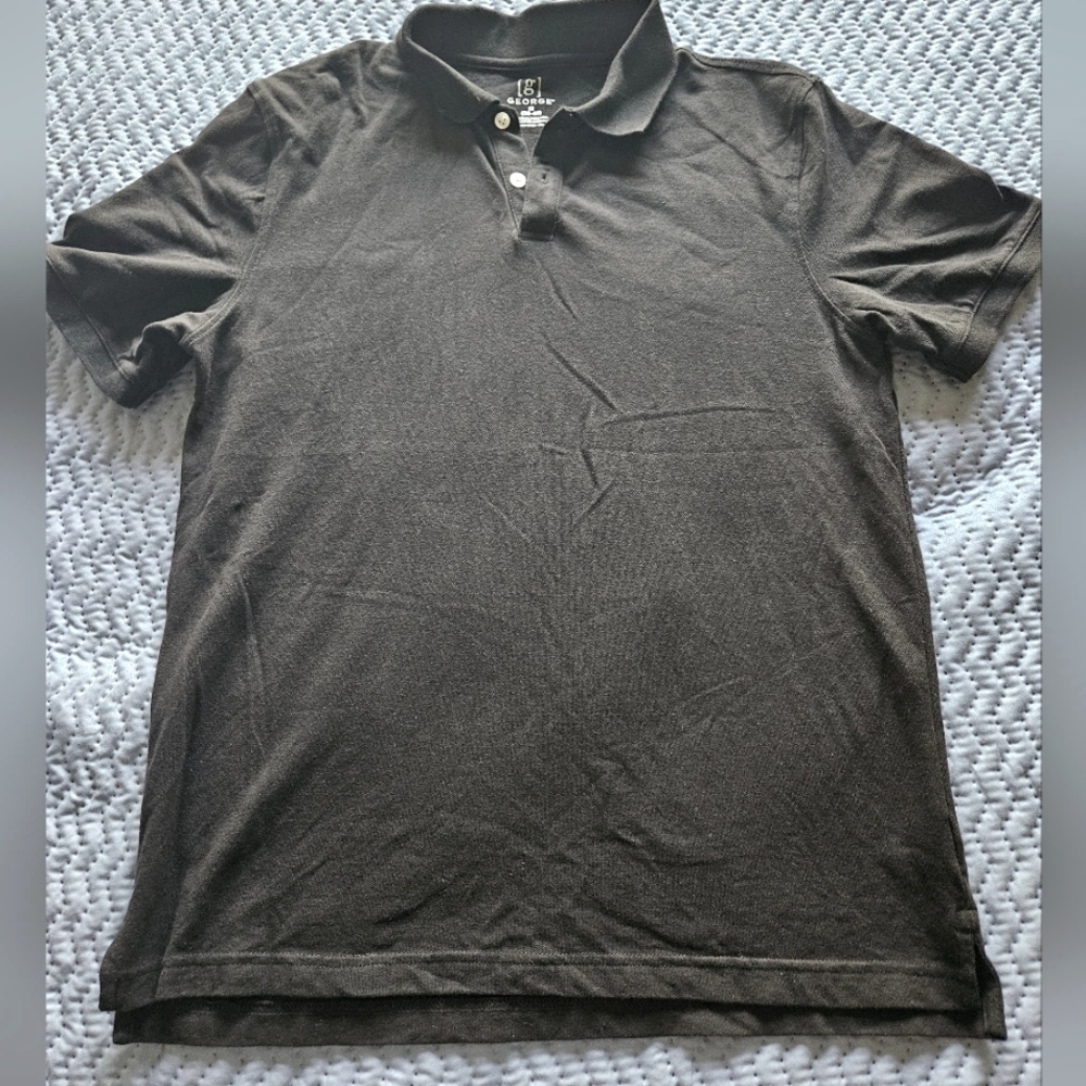 George Men's Cotton Polo Shirt     M 38-40 Shirt Sleeve  Blk